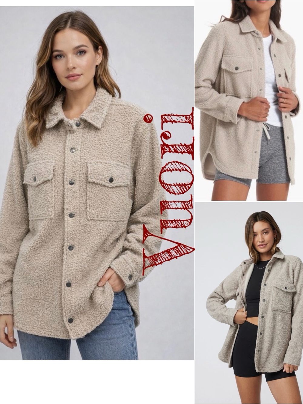 Vuori Beige Teddy Sherpa Jacket